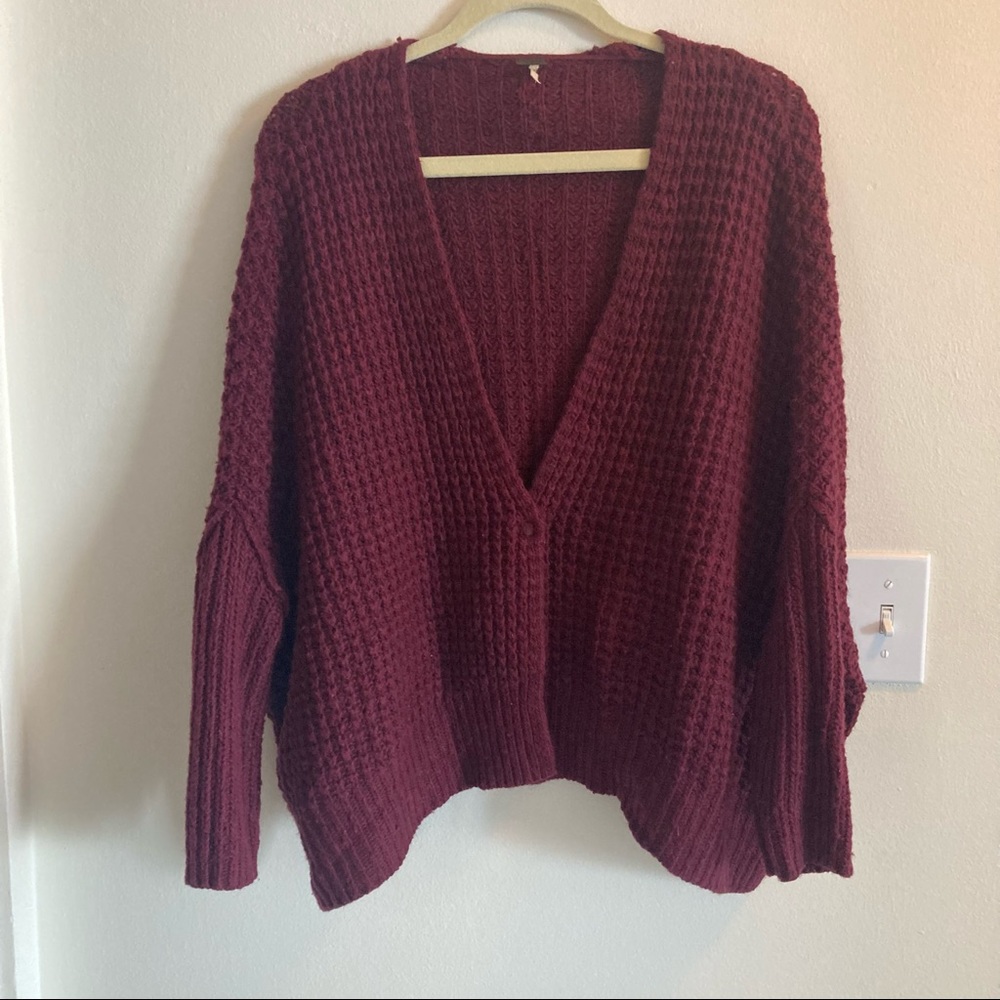 Free People maroon oversized cardigan